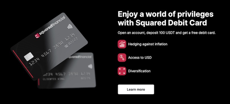 SquaredFinancial Launches Exclusive Offer: Get a Free USD-Backed Debit Card with Just 100 USDT Deposit